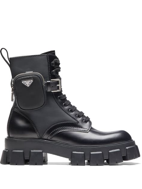 prada chunky lace up boots|prada ankle pouch combat boots.